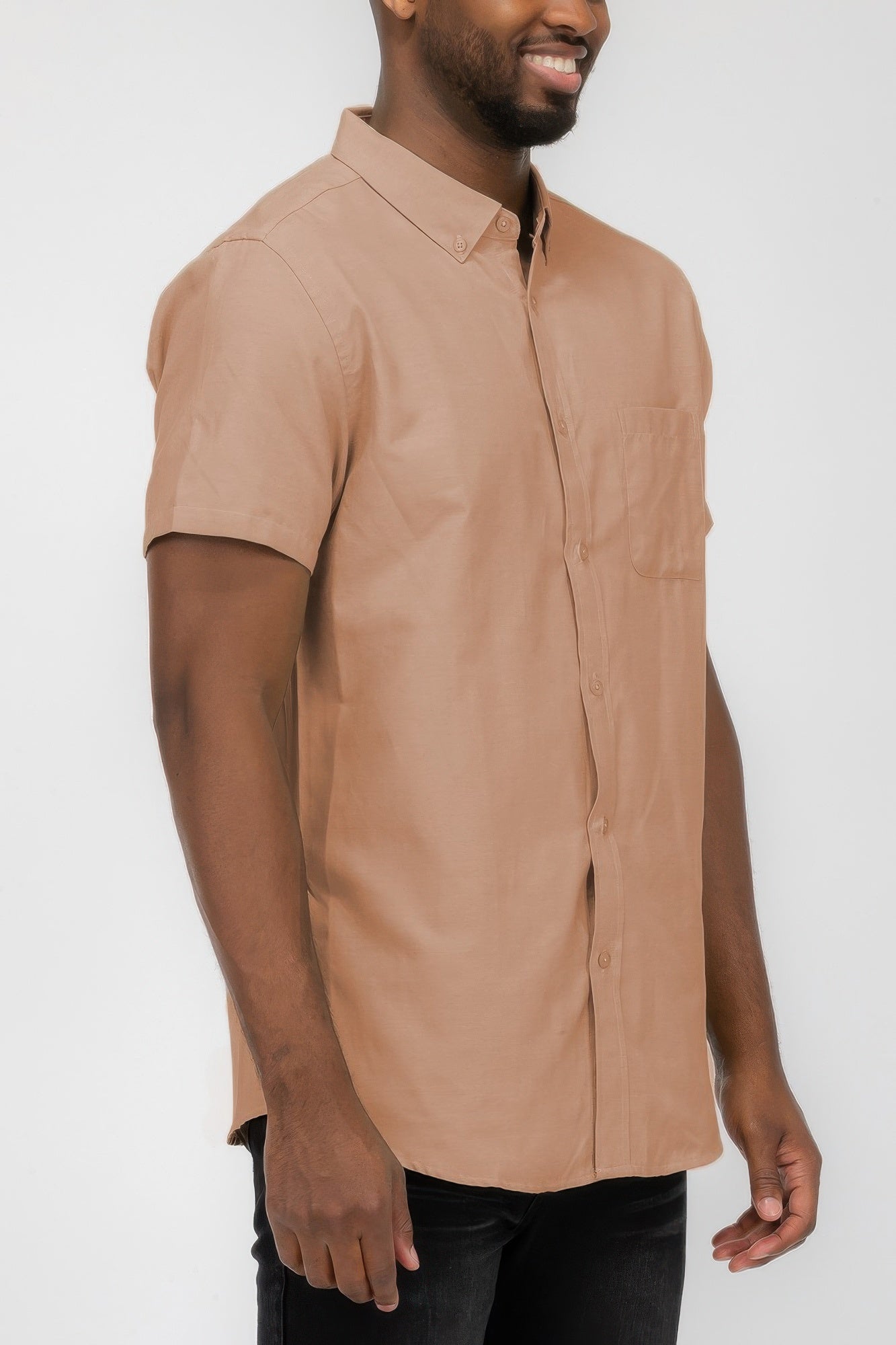 Men's Casual Short Sleeve Solid Shirts - ZumBuys