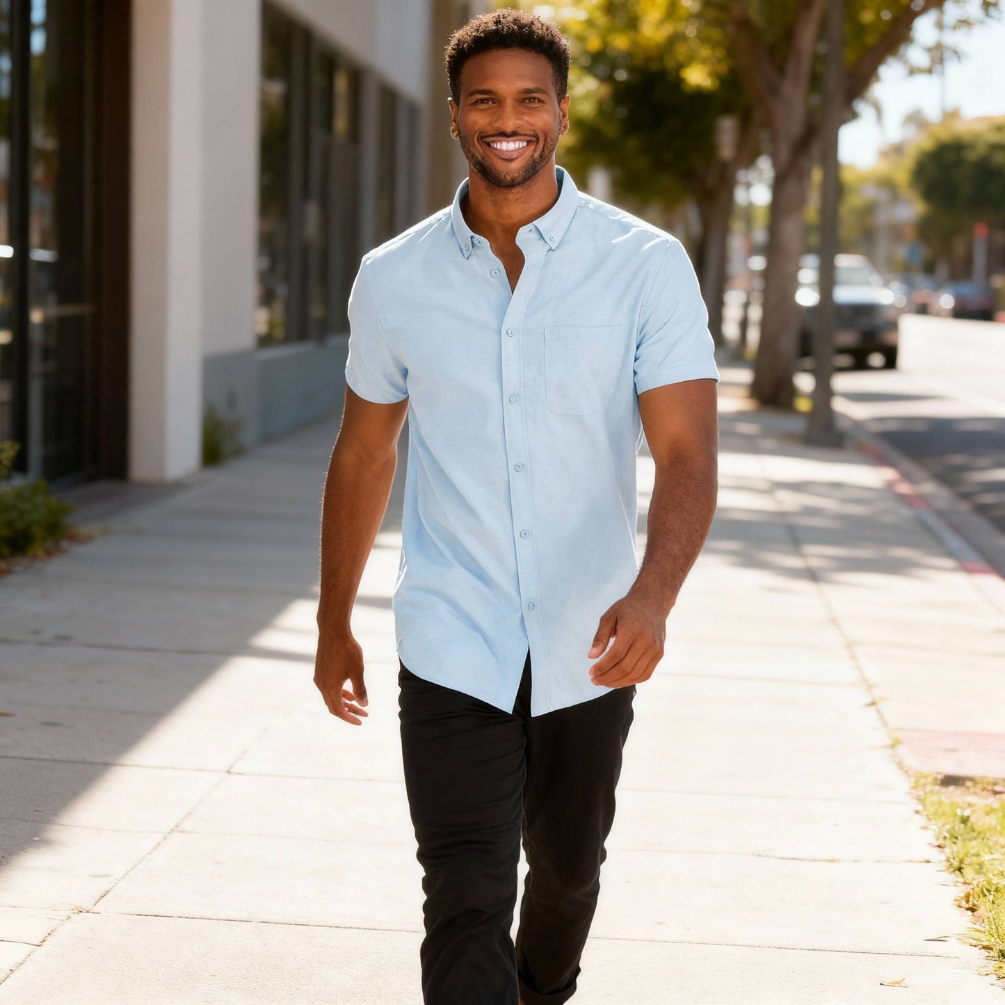 Men's Casual Short Sleeve Solid Shirts - ZumBuys