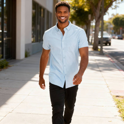 Men's Casual Short Sleeve Solid Shirts - ZumBuys