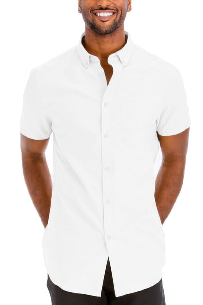 Men's Casual Short Sleeve Solid Shirts - ZumBuys