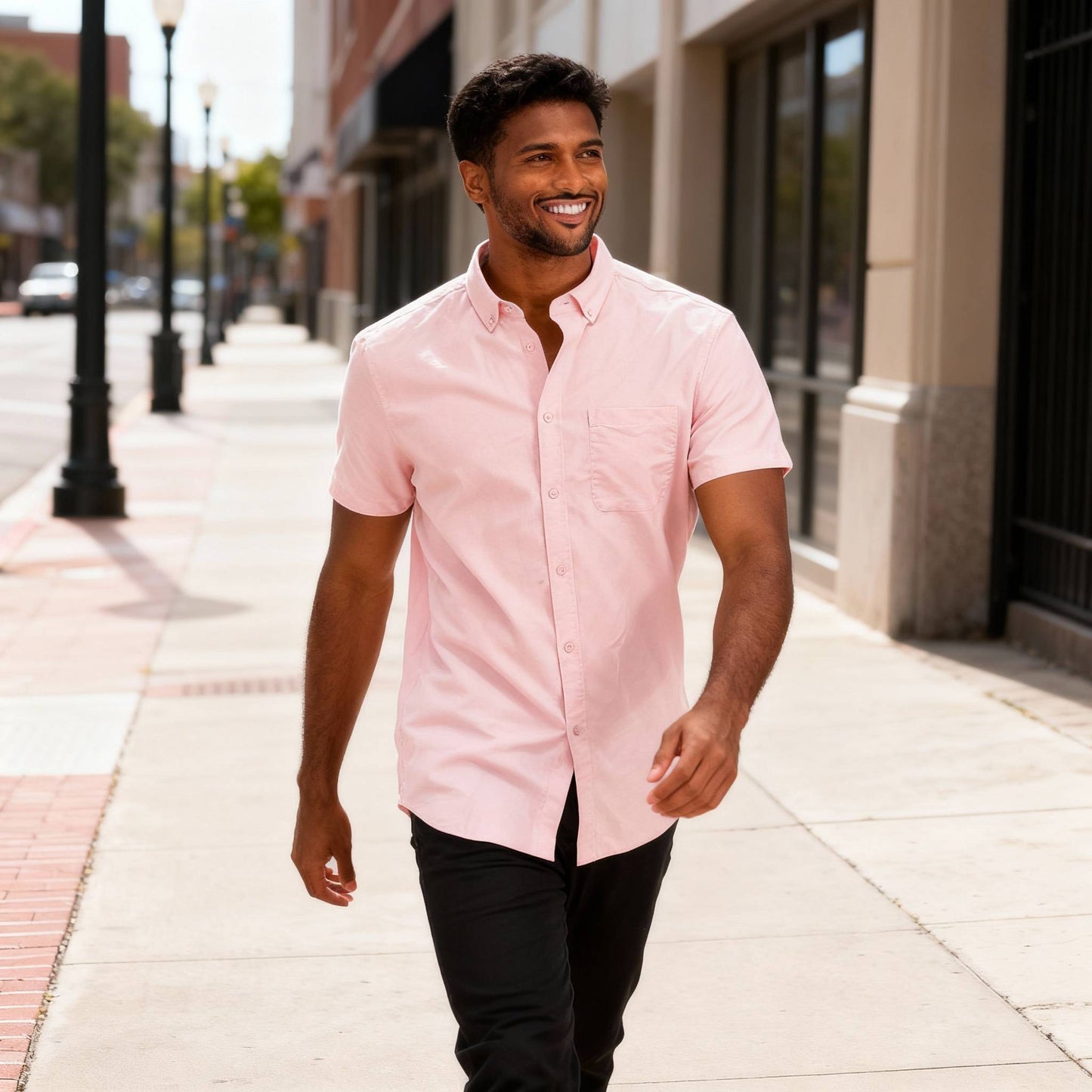 Men's Casual Short Sleeve Solid Shirts - ZumBuys