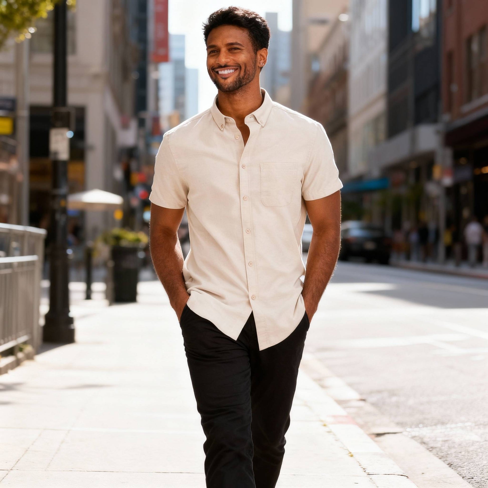 Men's Casual Short Sleeve Solid Shirts - ZumBuys