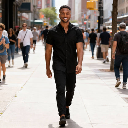 Men's Casual Short Sleeve Solid Shirts - ZumBuys