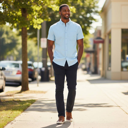 Men's Casual Short Sleeve Solid Shirts - ZumBuys