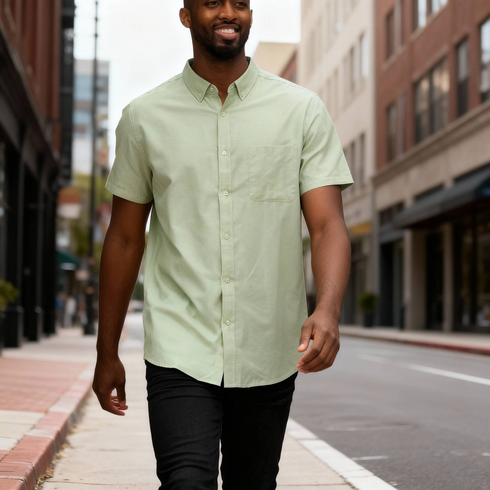 Men's Casual Short Sleeve Solid Shirts - ZumBuys