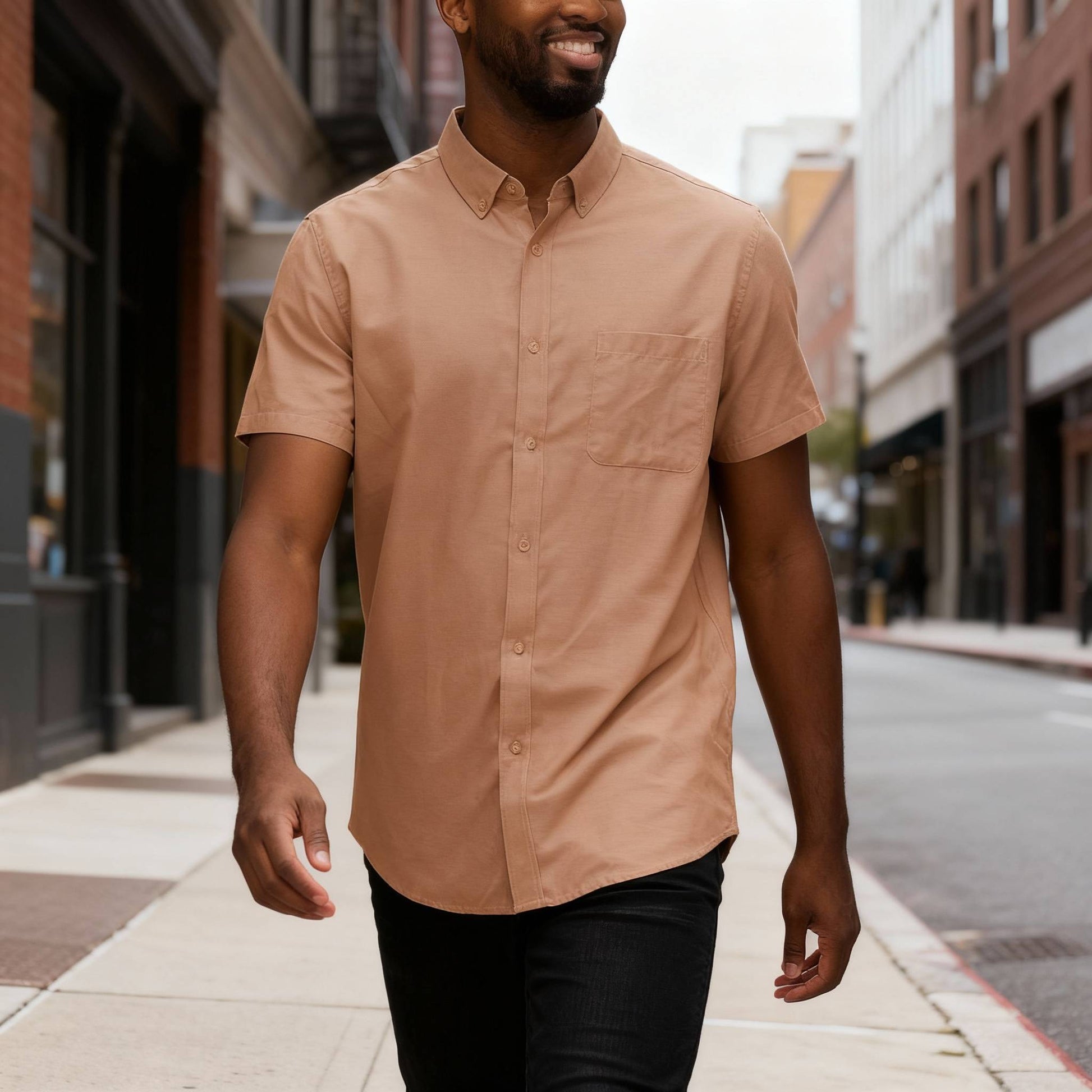 Men's Casual Short Sleeve Solid Shirts - ZumBuys
