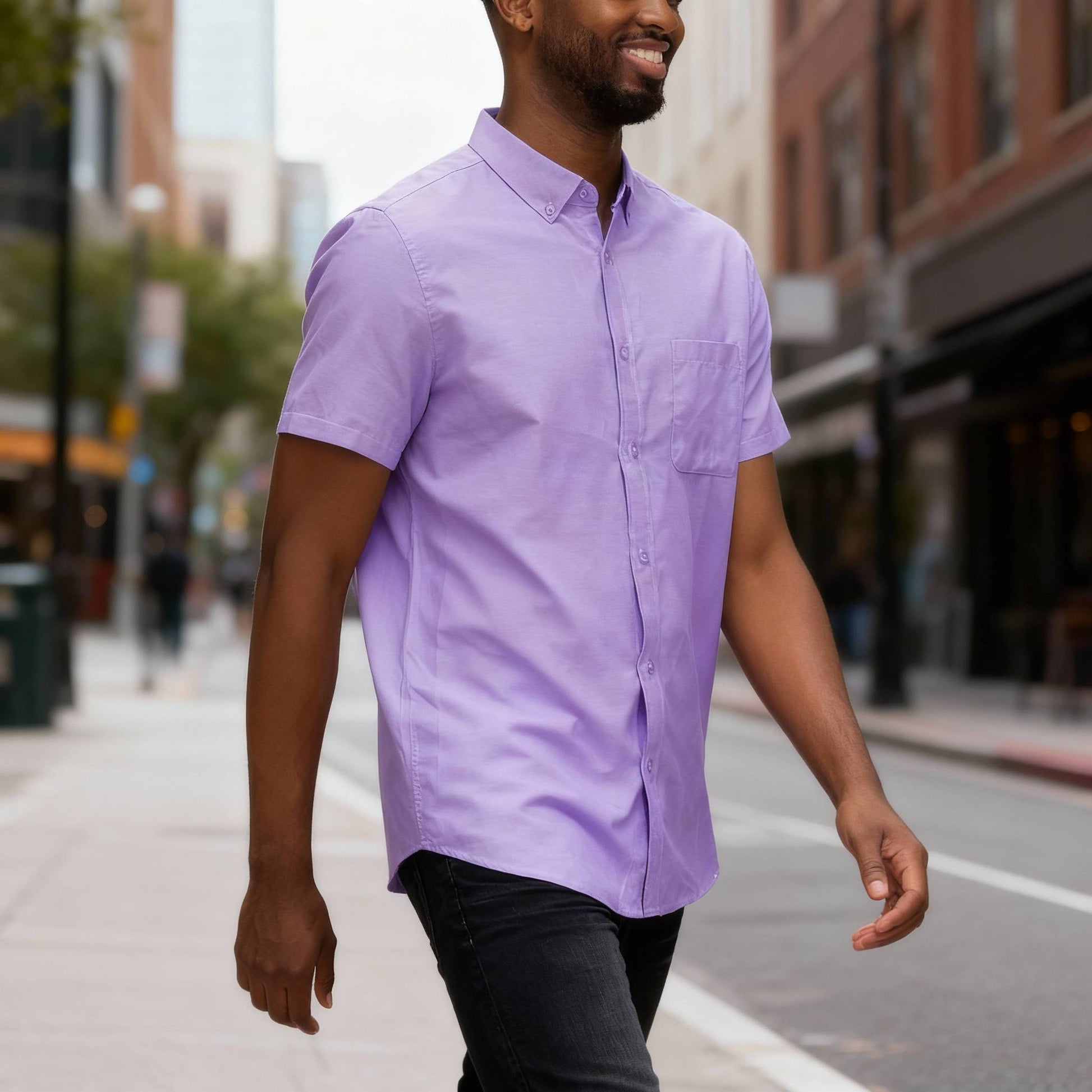 Men's Casual Short Sleeve Solid Shirts - ZumBuys