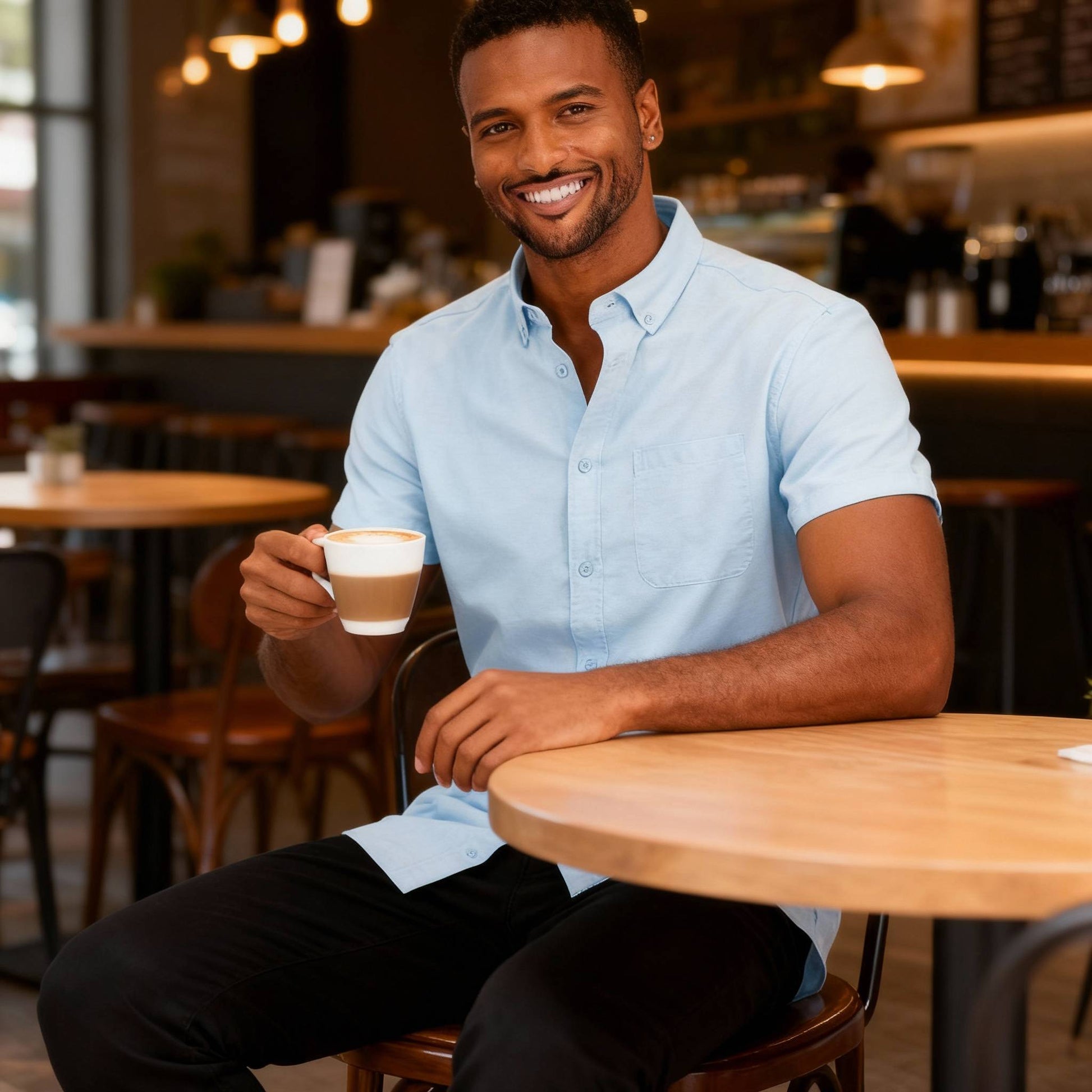 Men's Casual Short Sleeve Solid Shirts - ZumBuys