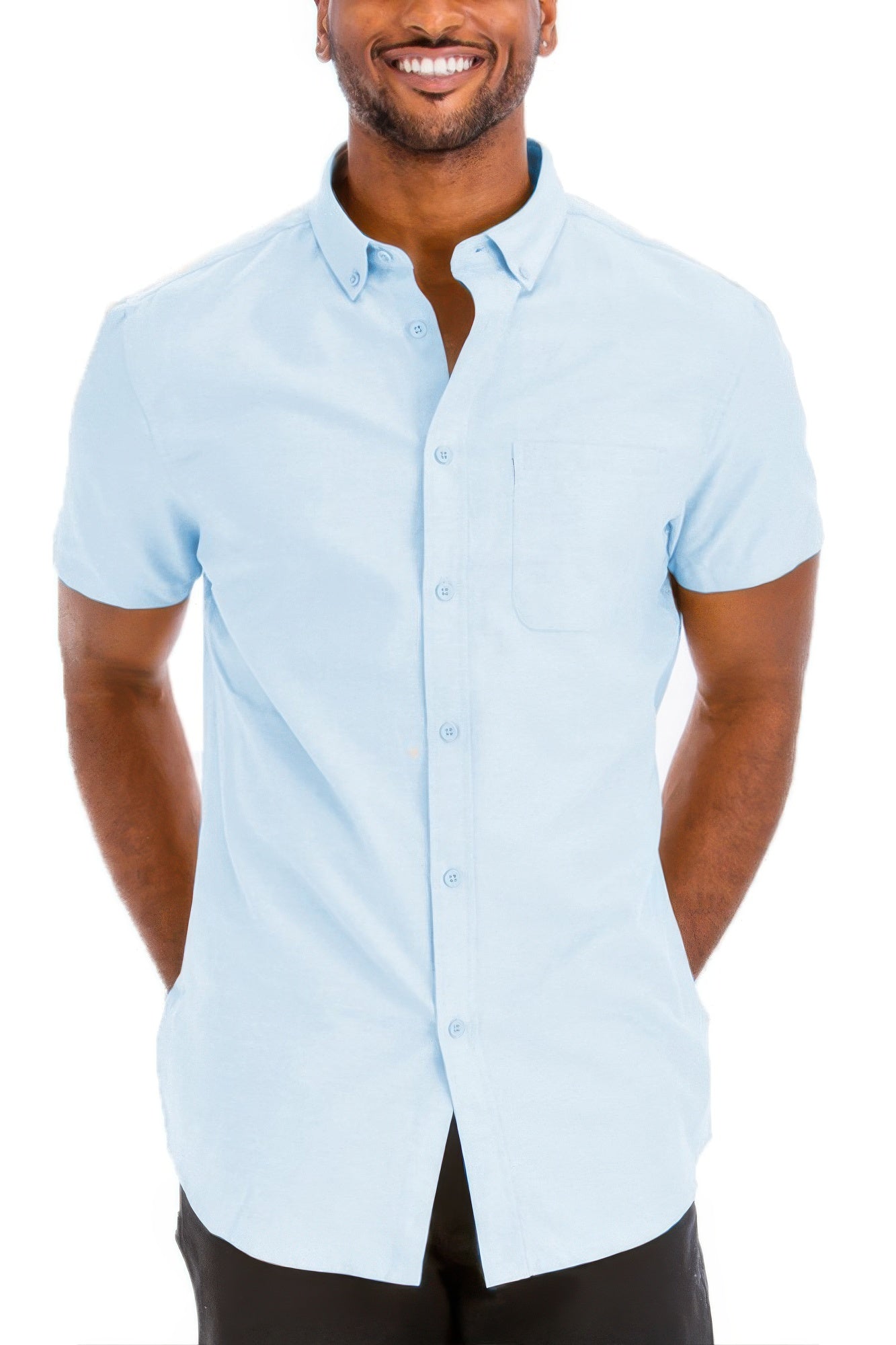 Men's Casual Short Sleeve Solid Shirts - ZumBuys