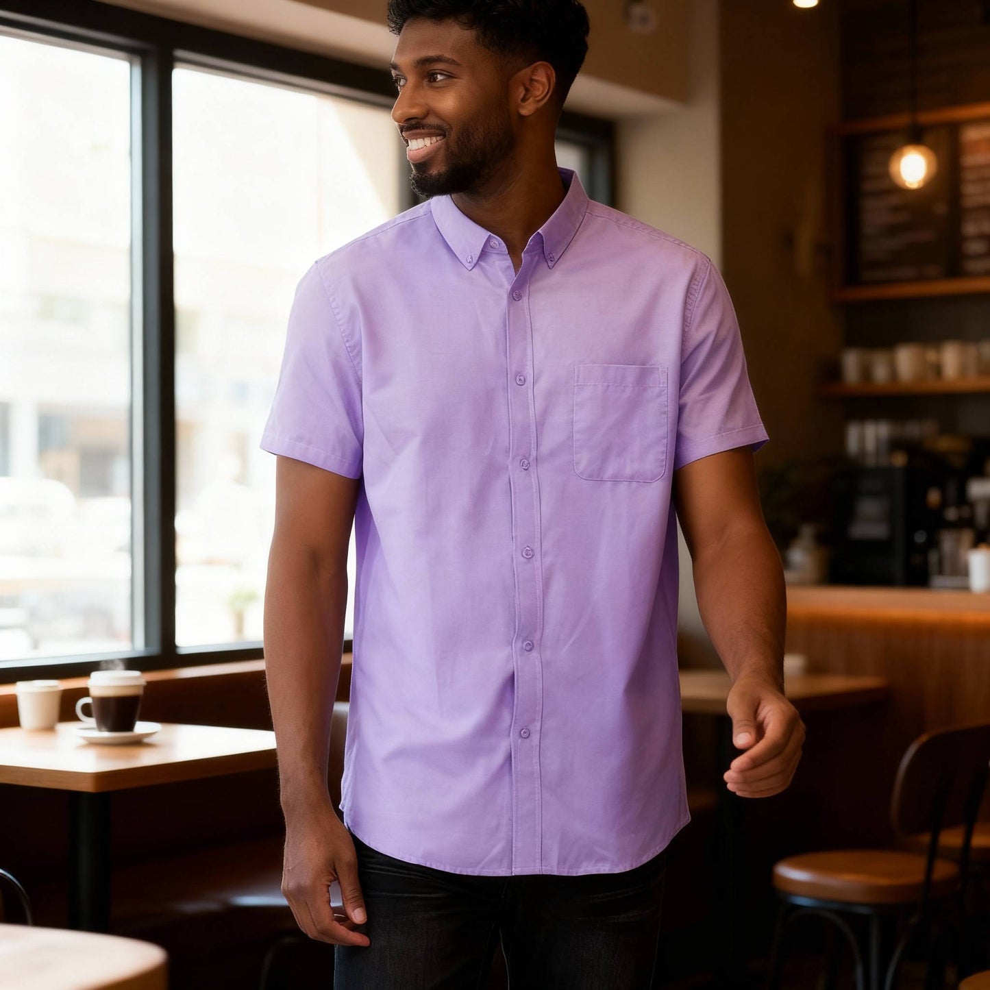 Men's Casual Short Sleeve Solid Shirts - ZumBuys