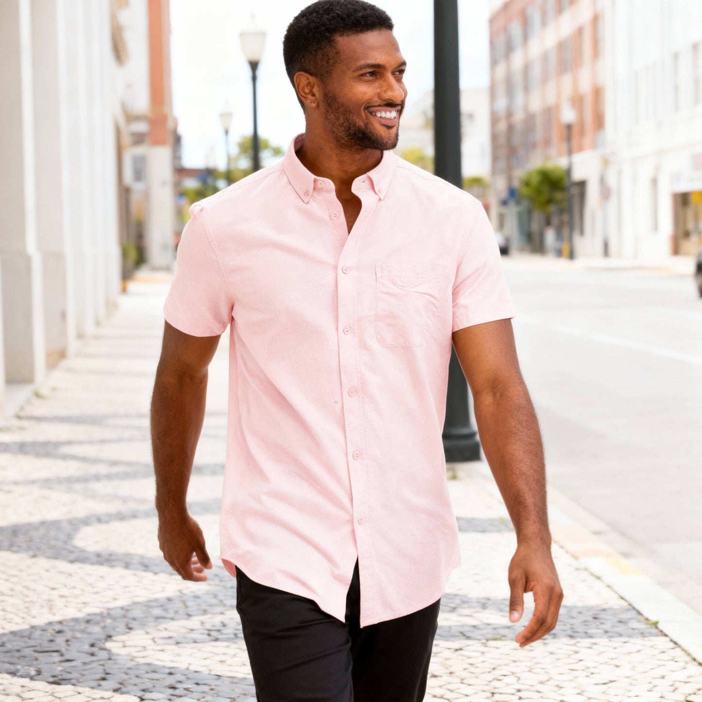 Men's Casual Short Sleeve Solid Shirts - ZumBuys