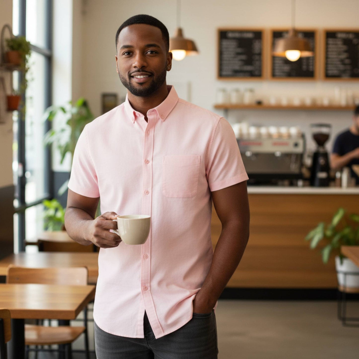 Men's Casual Short Sleeve Solid Shirts - ZumBuys