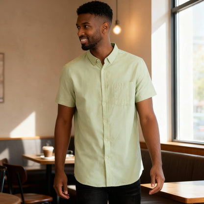 Men's Casual Short Sleeve Solid Shirts - ZumBuys