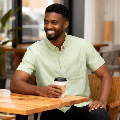 Men's Casual Short Sleeve Solid Shirts - ZumBuys