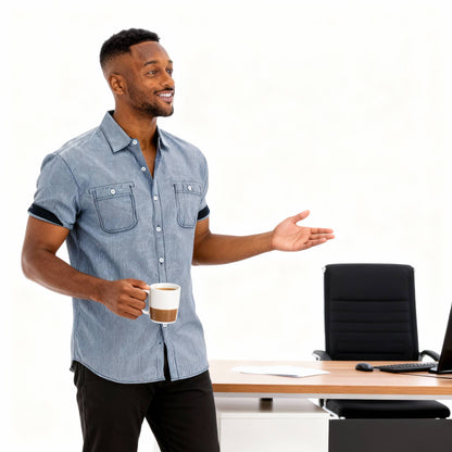 Men's Casual Short Sleeve Solid Shirts - ZumBuys