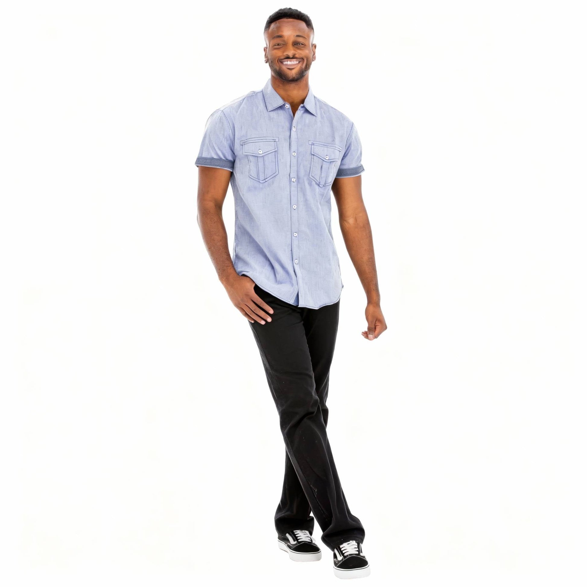 Men's Casual Short Sleeve Two Tone Shirts - ZumBuys
