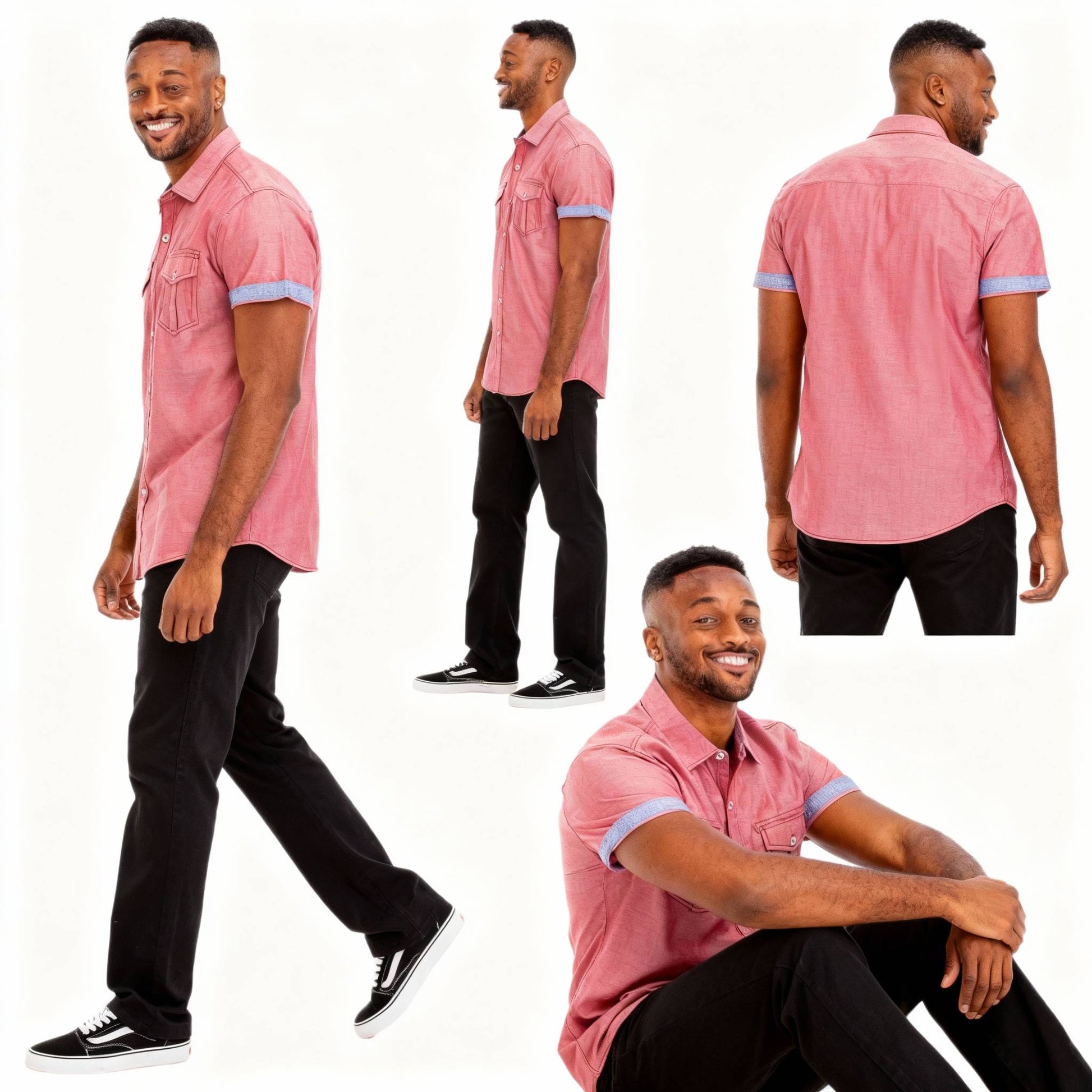 Men's Casual Short Sleeve Two Tone Shirts - ZumBuys
