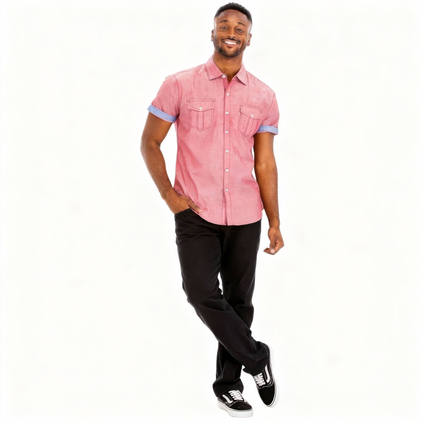 Men's Casual Short Sleeve Two Tone Shirts - ZumBuys