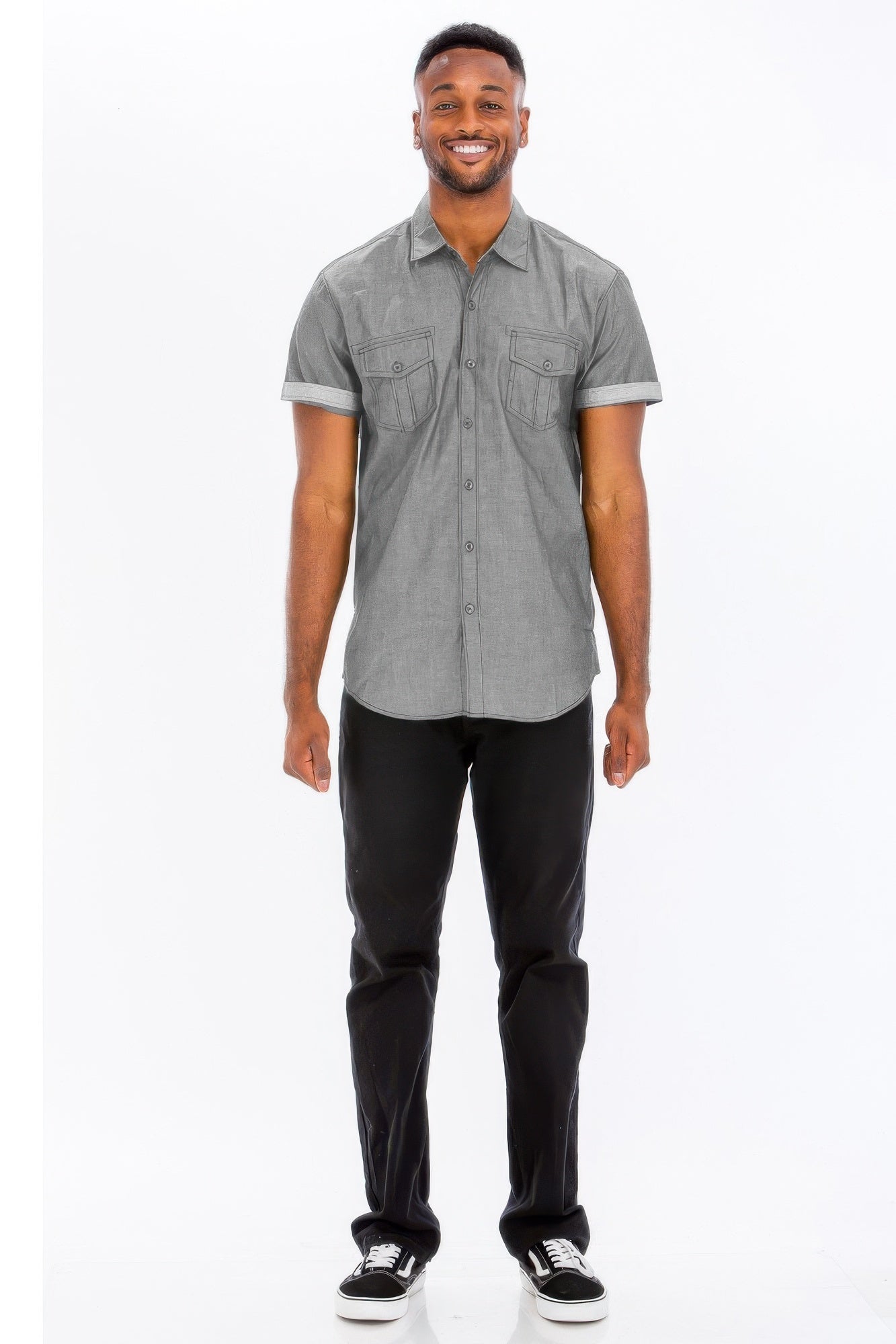 Men's Casual Short Sleeve Two Tone Shirts - ZumBuys