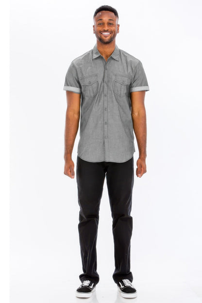 Men's Casual Short Sleeve Two Tone Shirts - ZumBuys