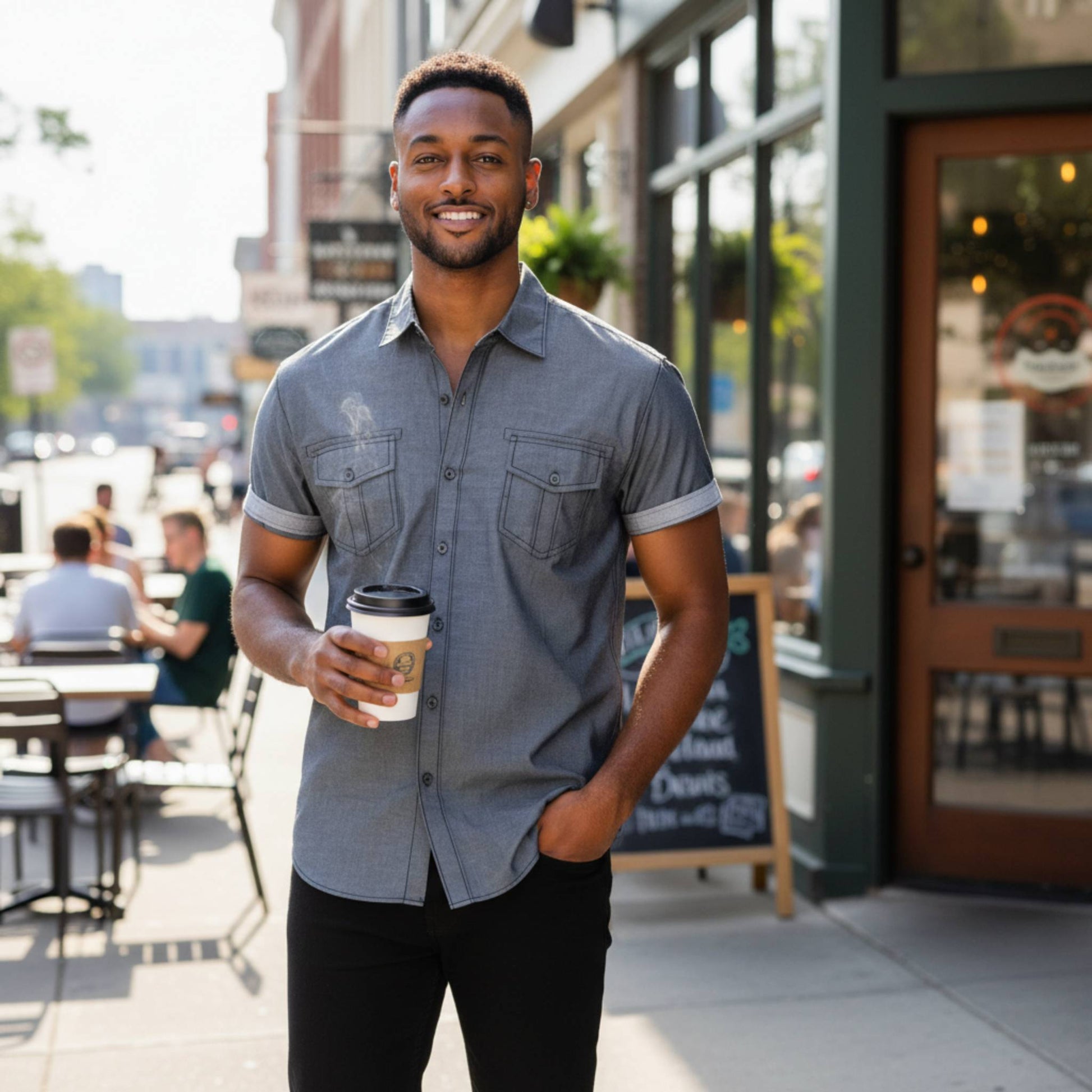 Men's Casual Short Sleeve Two Tone Shirts - ZumBuys