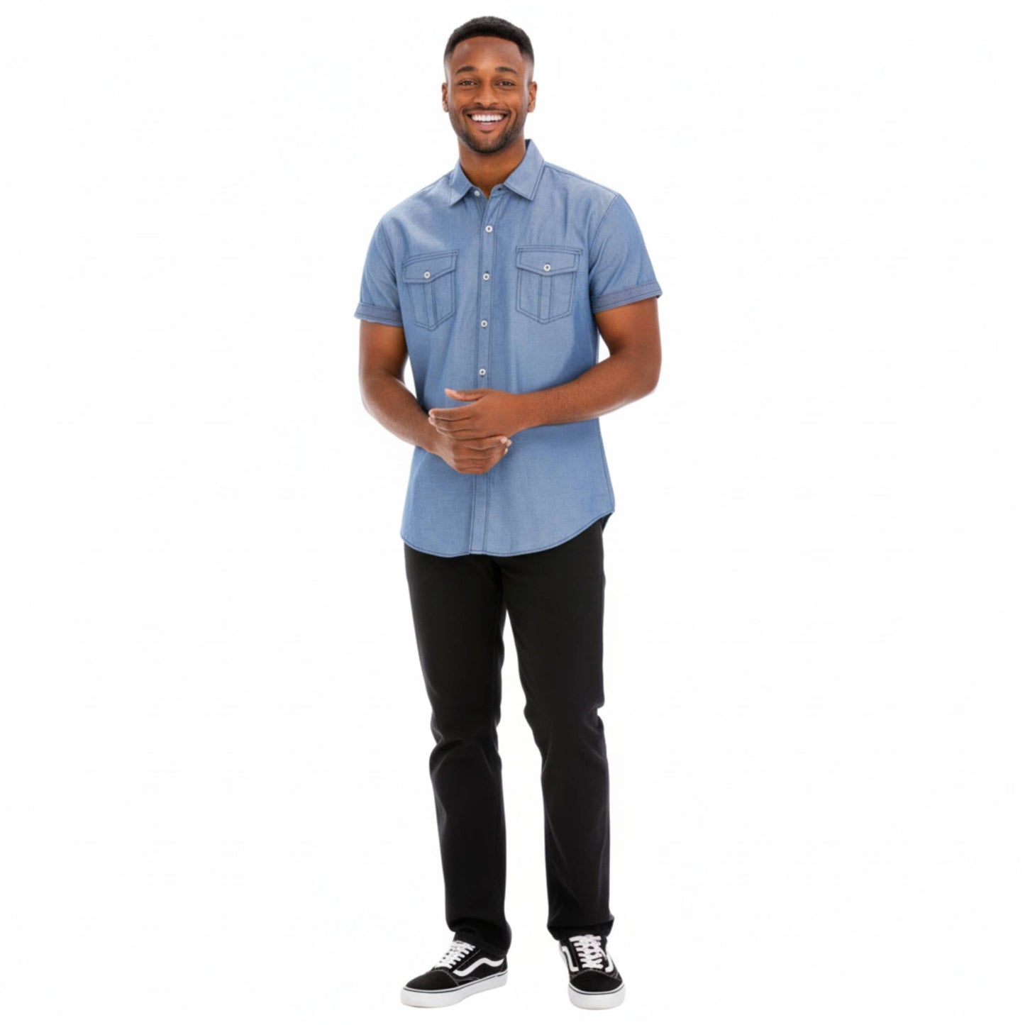 Men's Casual Short Sleeve Two Tone Shirts - ZumBuys