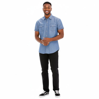 Men's Casual Short Sleeve Two Tone Shirts - ZumBuys