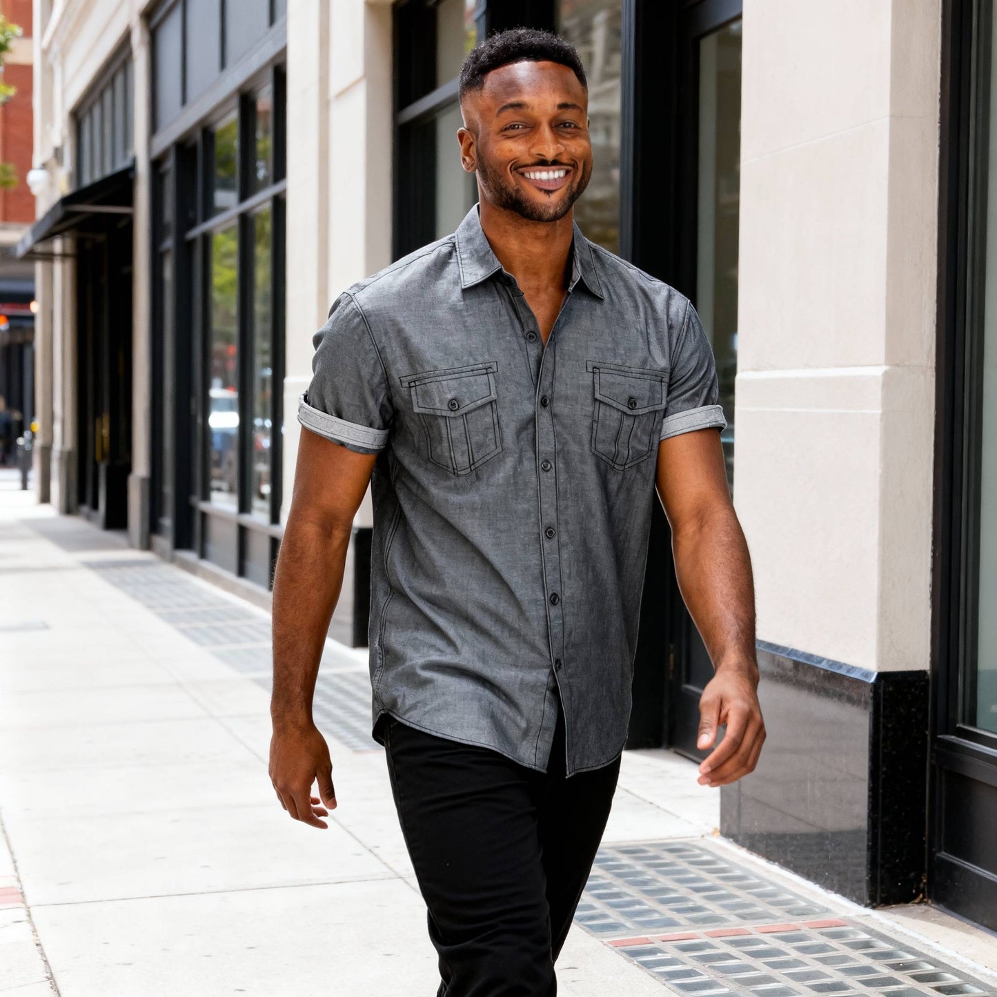 Men's Casual Short Sleeve Two Tone Shirts - ZumBuys