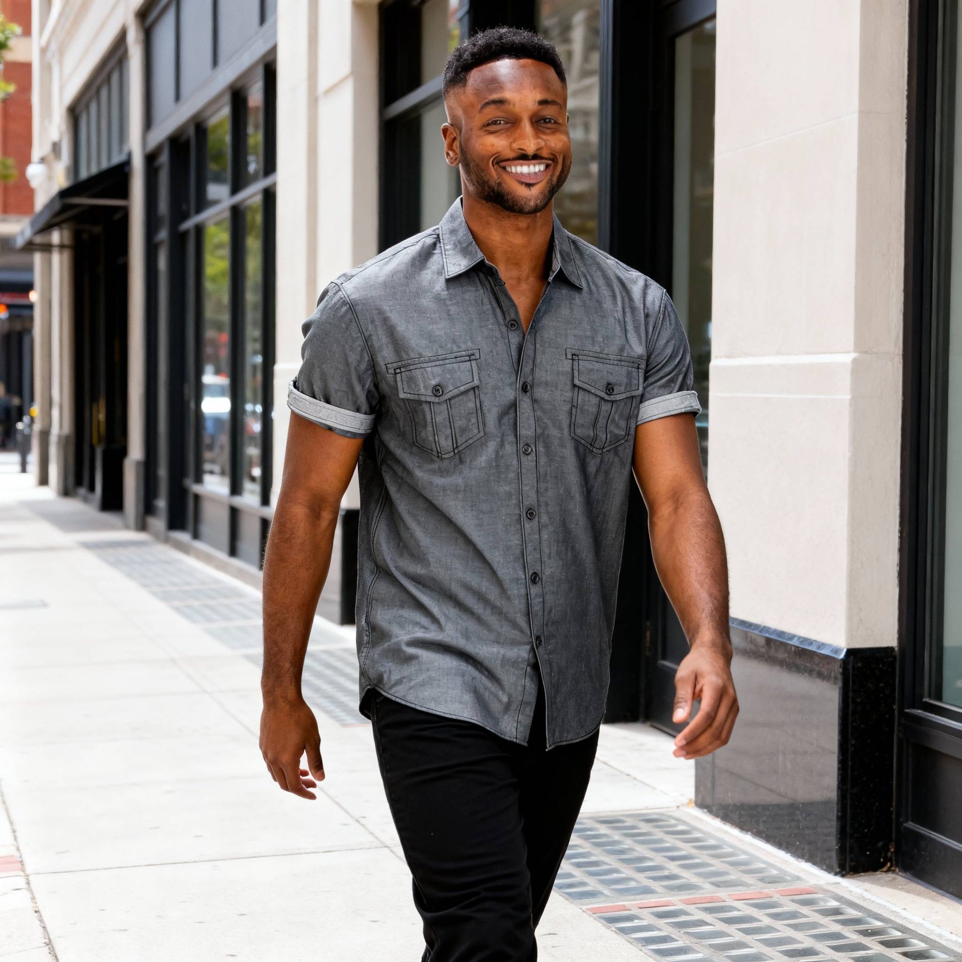 Men's Casual Short Sleeve Two Tone Shirts - ZumBuys