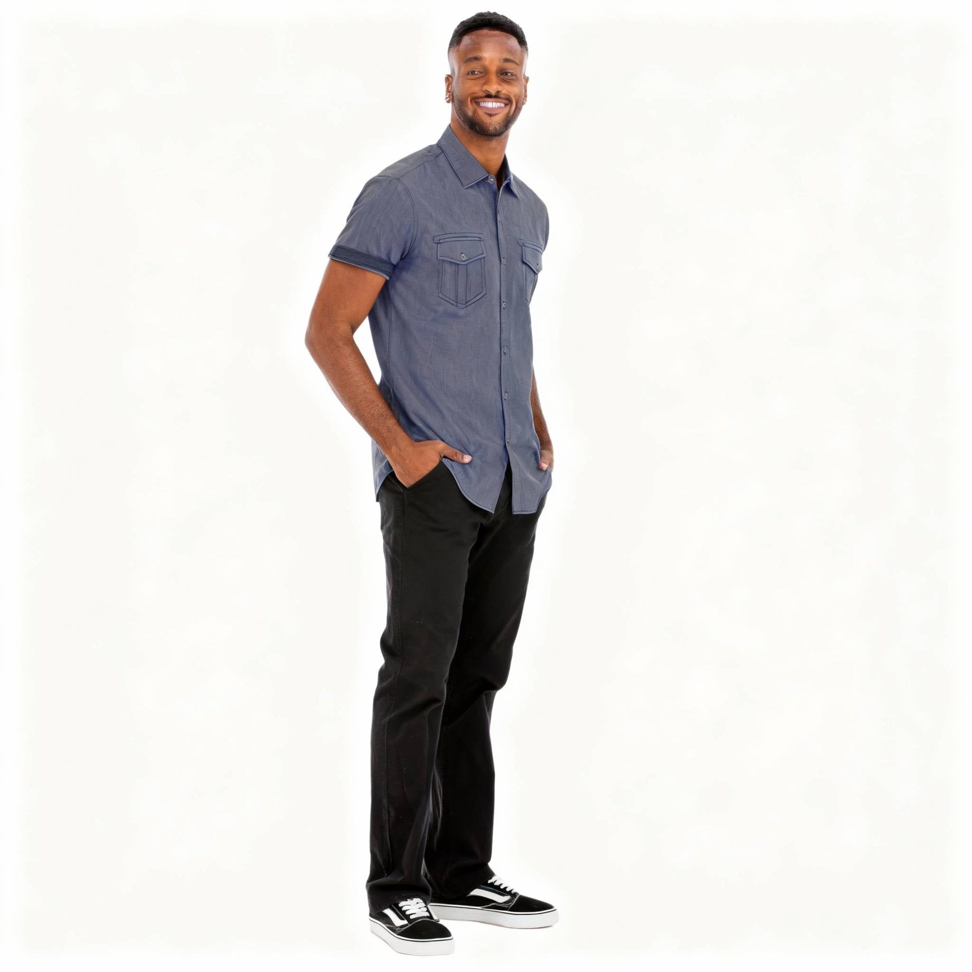 Men's Casual Short Sleeve Two Tone Shirts - ZumBuys