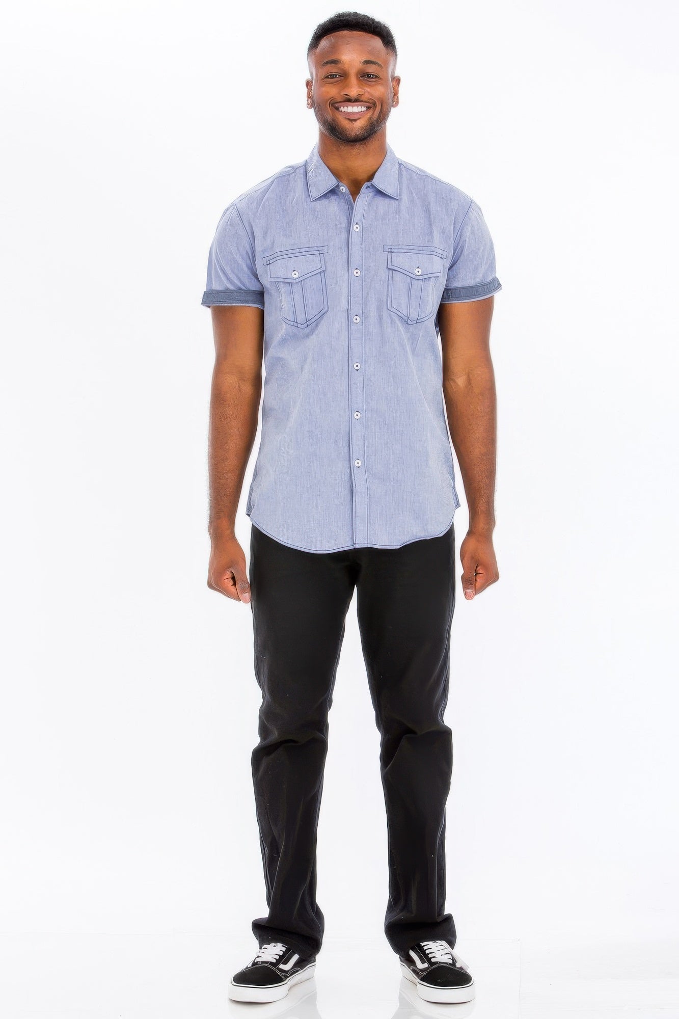 Men's Casual Short Sleeve Two Tone Shirts - ZumBuys