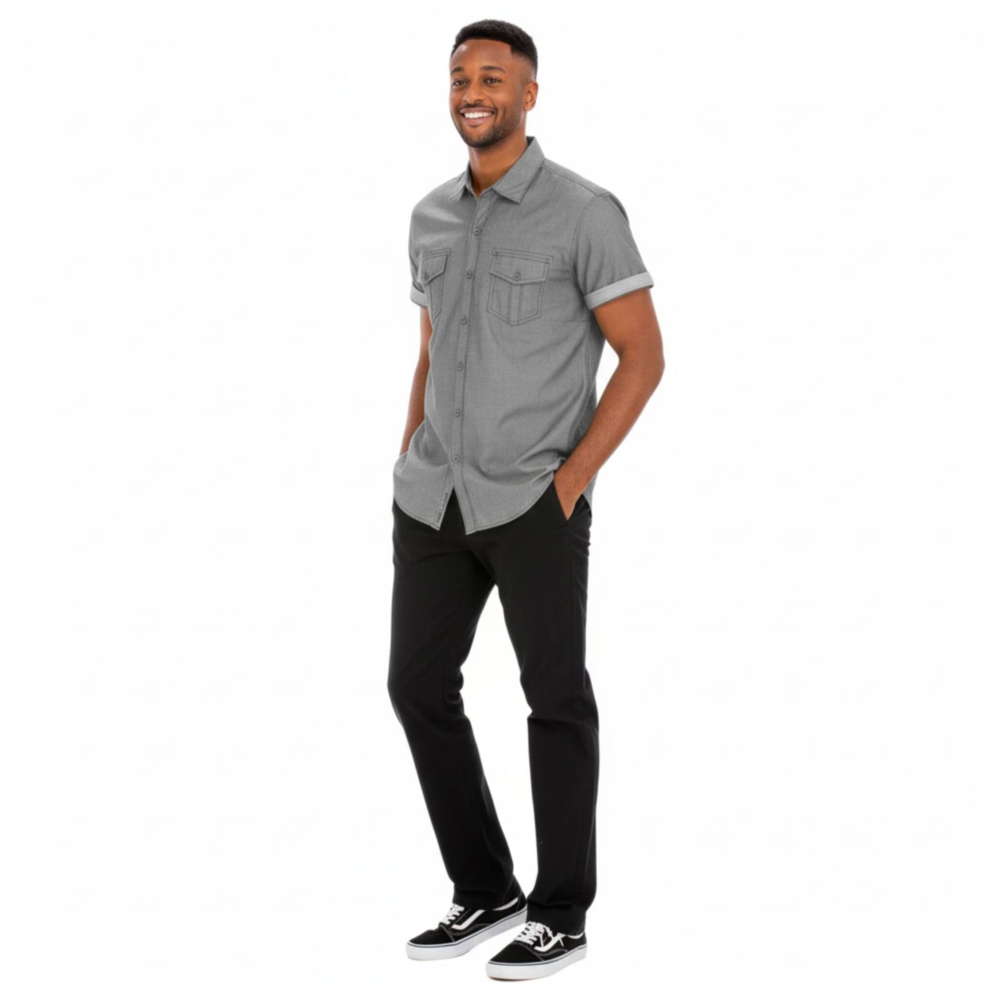 Men's Casual Short Sleeve Two Tone Shirts - ZumBuys