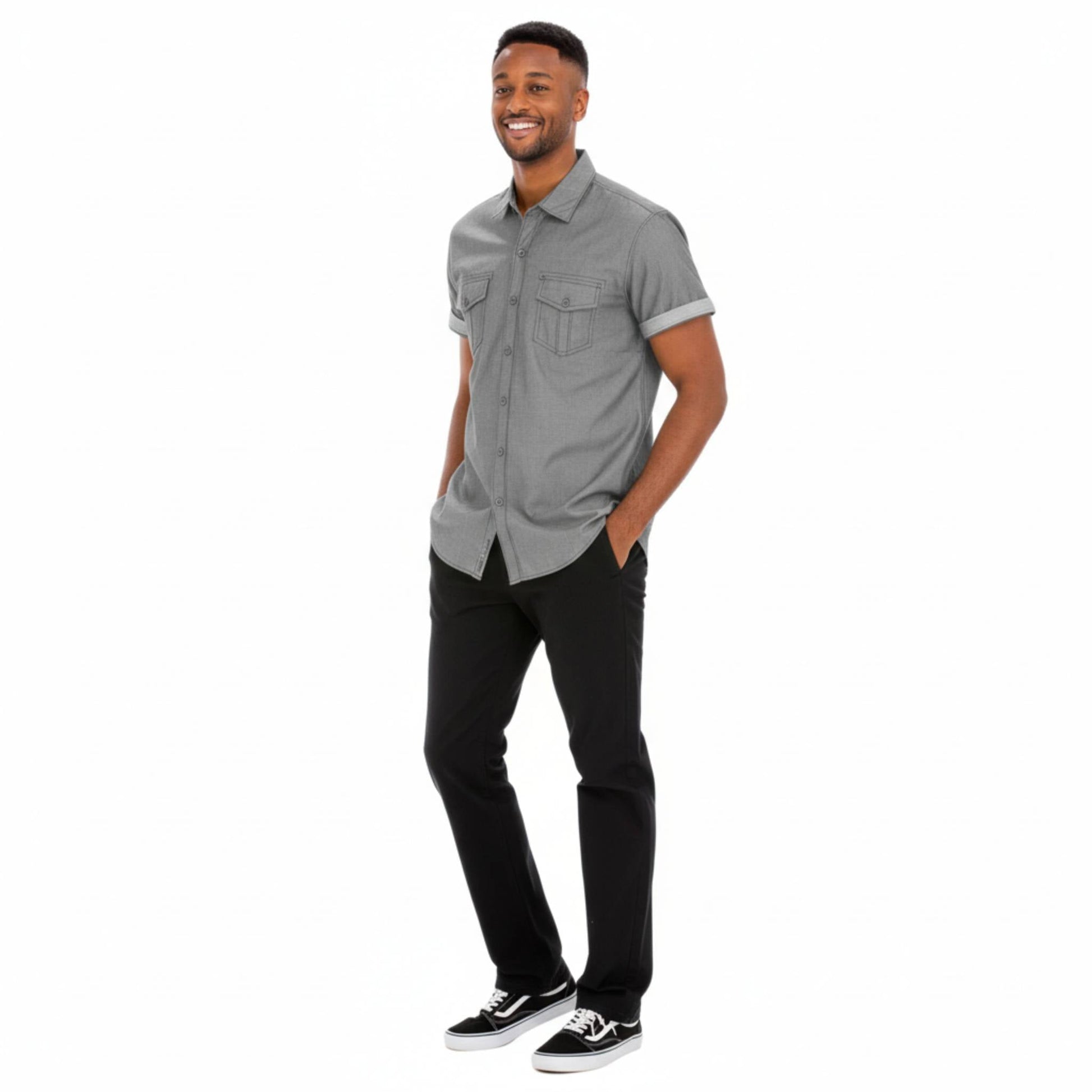 Men's Casual Short Sleeve Two Tone Shirts - ZumBuys