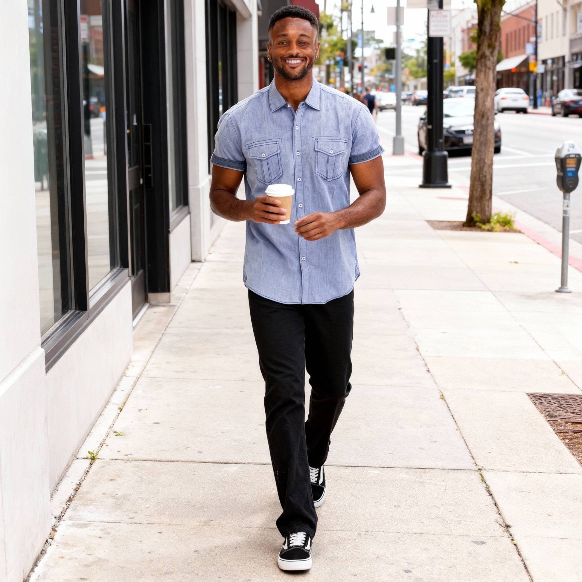 Men's Casual Short Sleeve Two Tone Shirts - ZumBuys