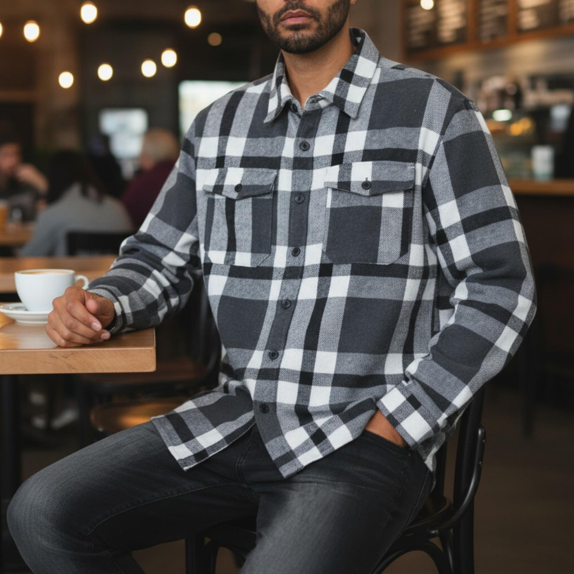 Mens Checkered Soft Flannel Shacket - ZumBuys