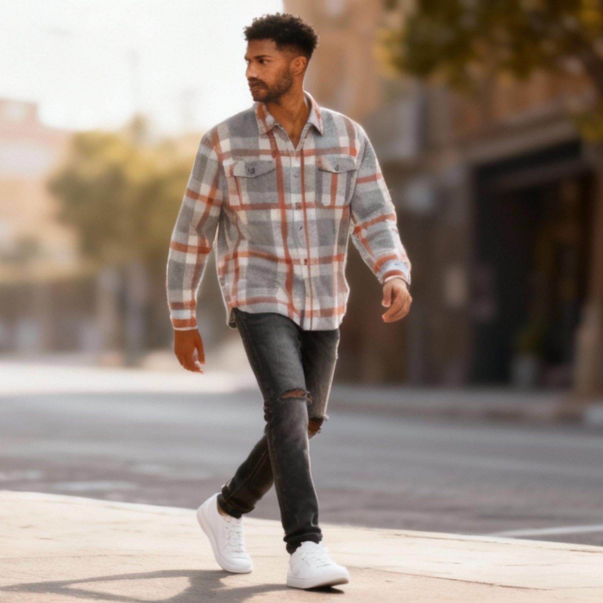 Mens Checkered Soft Flannel Shacket - ZumBuys