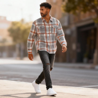 Mens Checkered Soft Flannel Shacket - ZumBuys