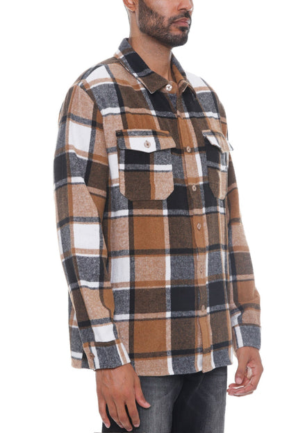 Mens Checkered Soft Flannel Shacket - ZumBuys