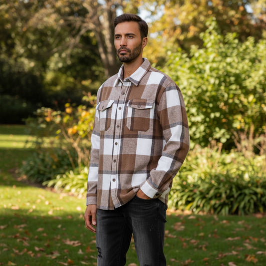 Mens Checkered Soft Flannel Shacket - ZumBuys
