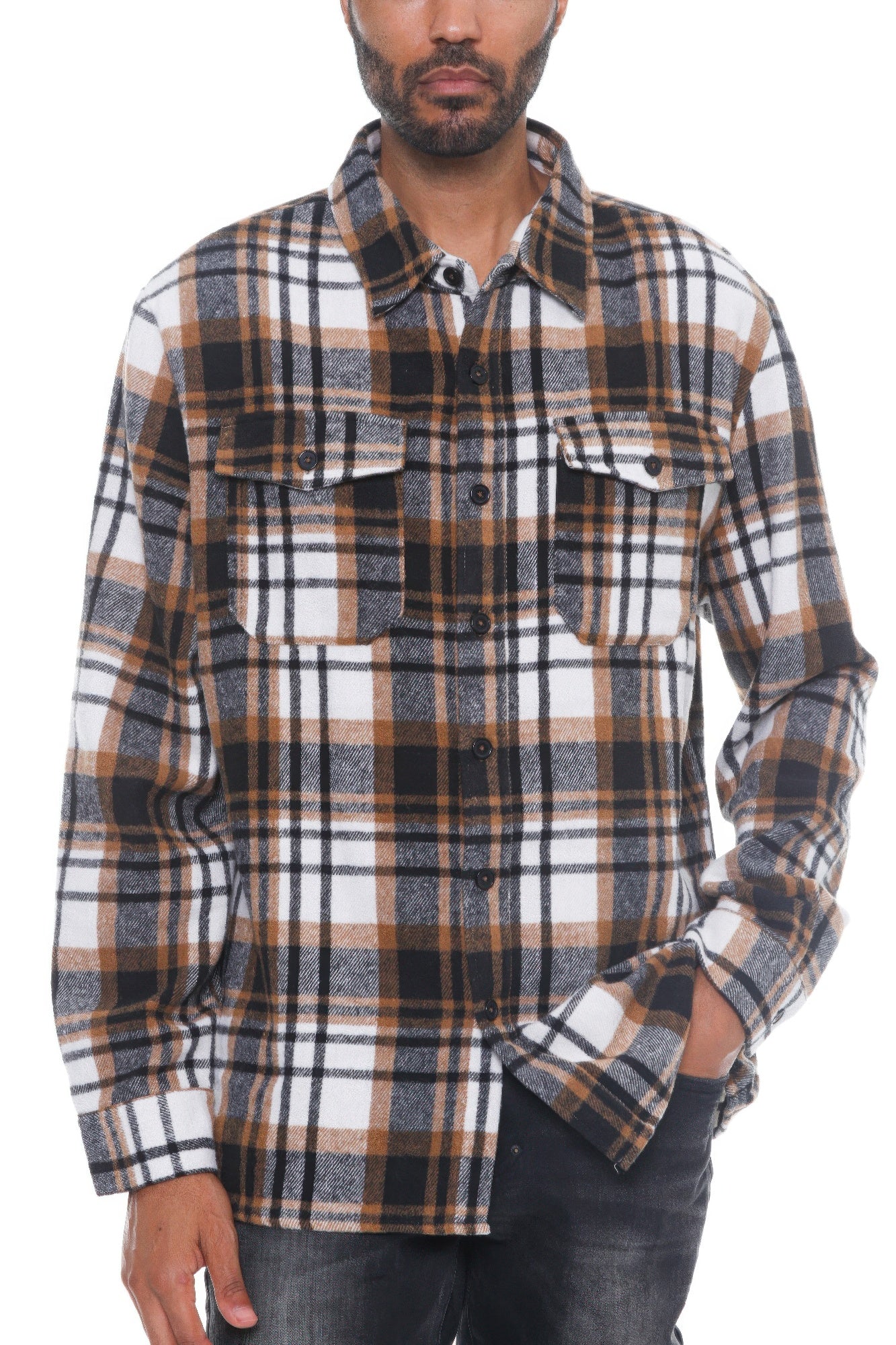 Mens Checkered Soft Flannel Shacket - ZumBuys