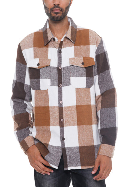 Mens Checkered Soft Flannel Shacket - ZumBuys