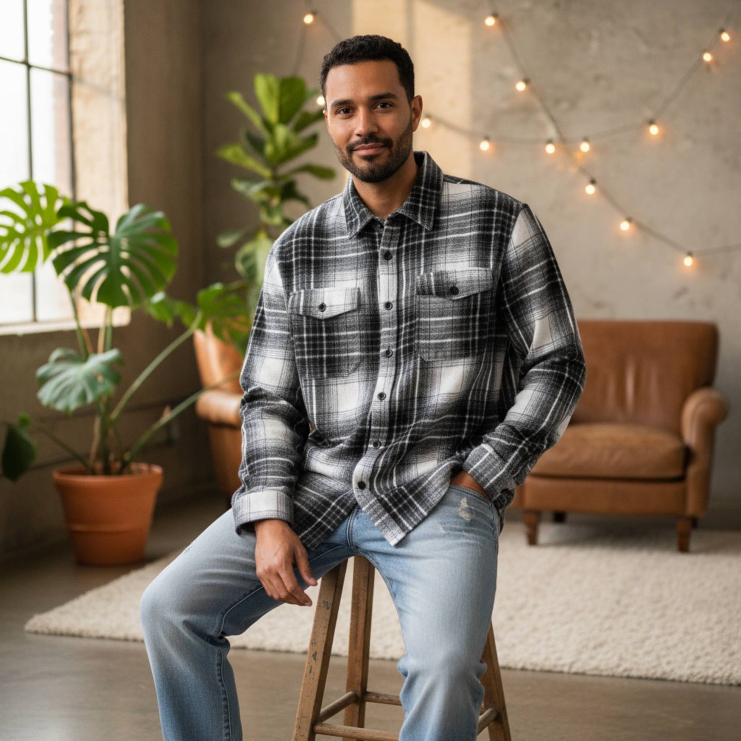 Mens Checkered Soft Flannel Shacket - ZumBuys