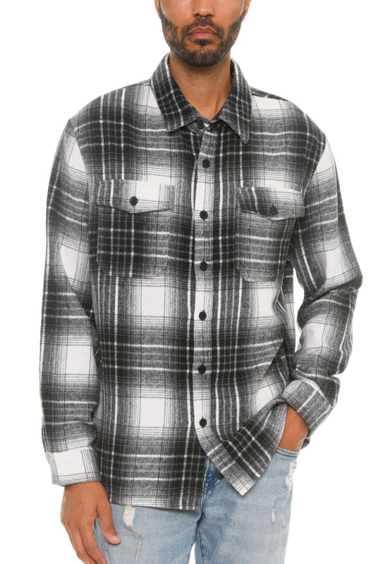 Mens Checkered Soft Flannel Shacket - ZumBuys
