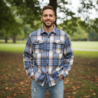 Mens Checkered Soft Flannel Shacket - ZumBuys