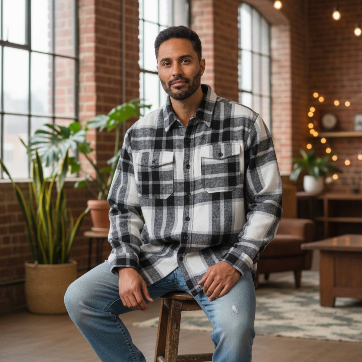 Mens Checkered Soft Flannel Shacket - ZumBuys
