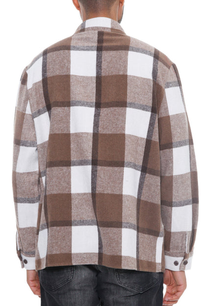 Mens Checkered Soft Flannel Shacket - ZumBuys