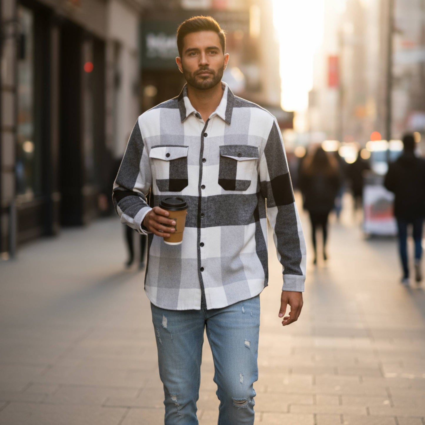 Mens Checkered Soft Flannel Shacket - ZumBuys