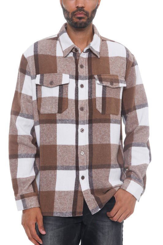 Mens Checkered Soft Flannel Shacket - ZumBuys