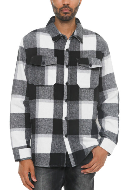 Mens Checkered Soft Flannel Shacket - ZumBuys