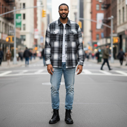Mens Checkered Soft Flannel Shacket - ZumBuys